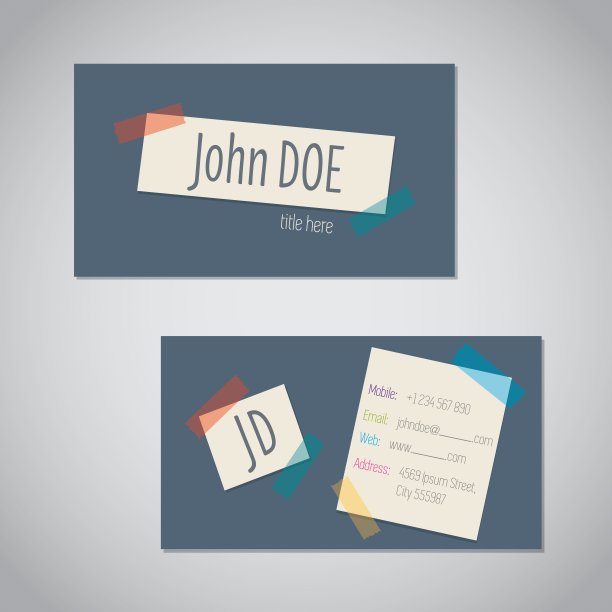 带彩色胶带的名片图片下载
