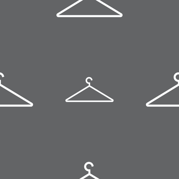 衣架图标标志。灰色背景上的无缝模式。向量图片下载