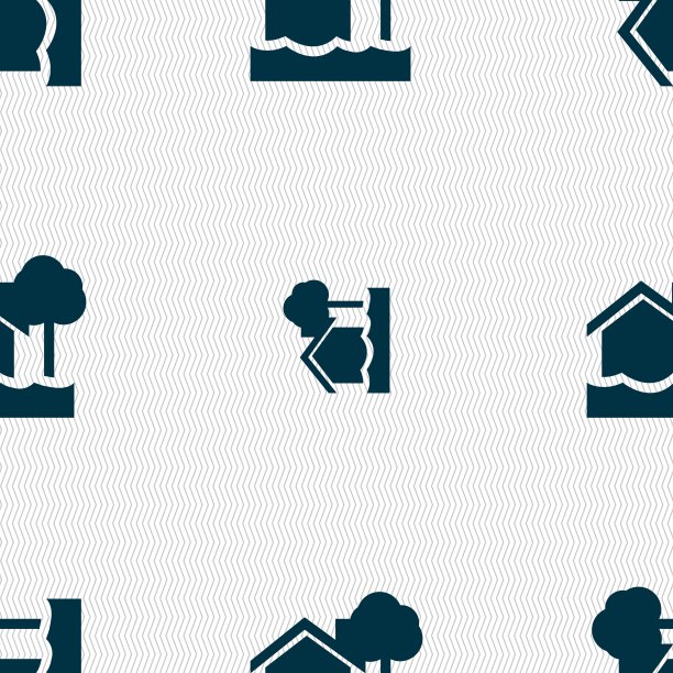 洪水家园图标标志。无缝图案与几何纹理。向量图片下载