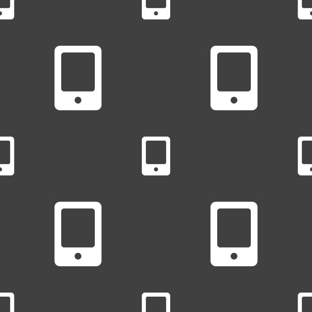 平板电脑图标符号。灰色背景上的无缝模式。向量图片下载
