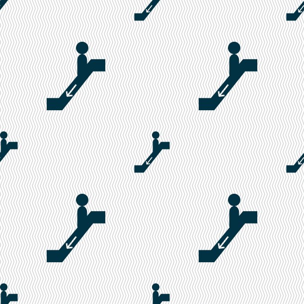 自动扶梯下来图标标志。无缝图案与几何纹理。向量图片下载