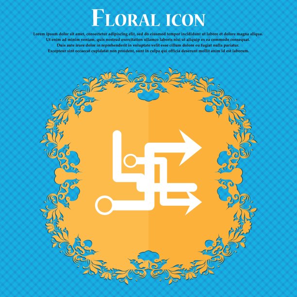 转移图标图标。花卉平面设计的蓝色抽象背景与地方为您的文本。向量图片下载