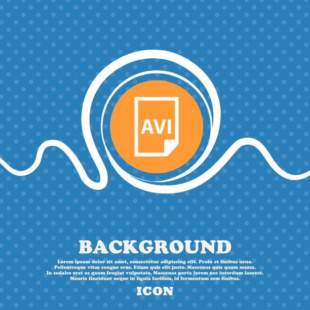 AVI图标符号。蓝色和白色的抽象背景与空间斑点的文本和您的设计。向量图片下载