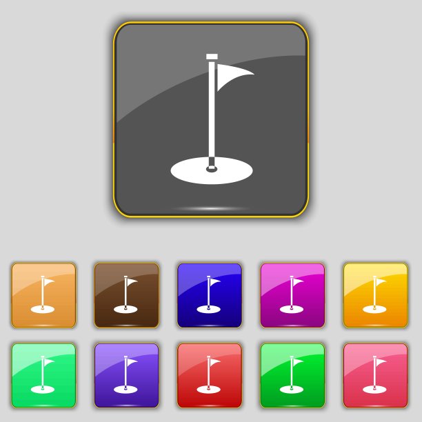 高尔夫球图标符号。为你的网站设置11个颜色的按钮。向量图片下载