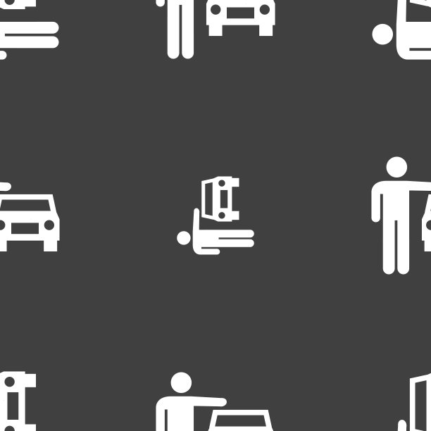 有人上来招呼出租车图标标志。灰色背景上的无缝模式。向量图片下载