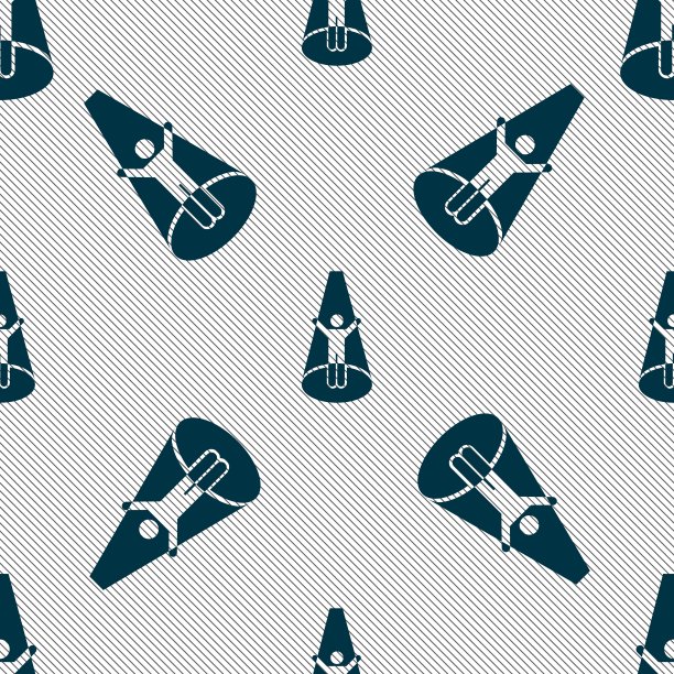 聚光灯下图标符号。无缝图案与几何纹理。向量图片下载