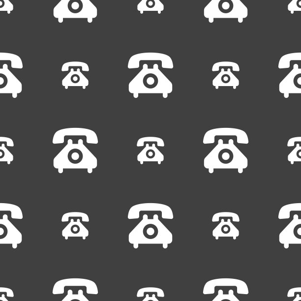 复古手机图标标志。灰色背景上的无缝模式。向量图片下载