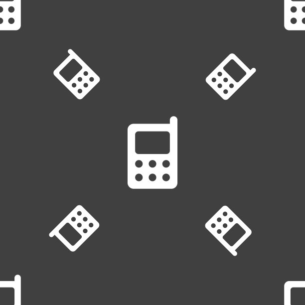 手机图标标志。灰色背景上的无缝模式。向量图片下载