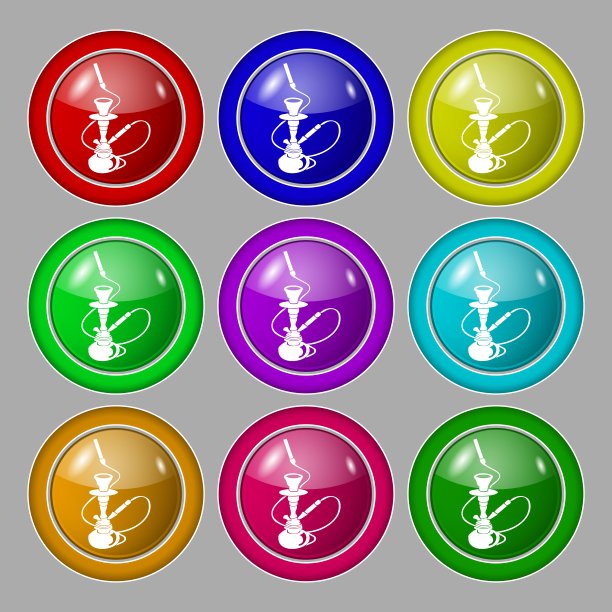 水烟图标符号。符号上有九个圆形彩色按钮。向量图片下载