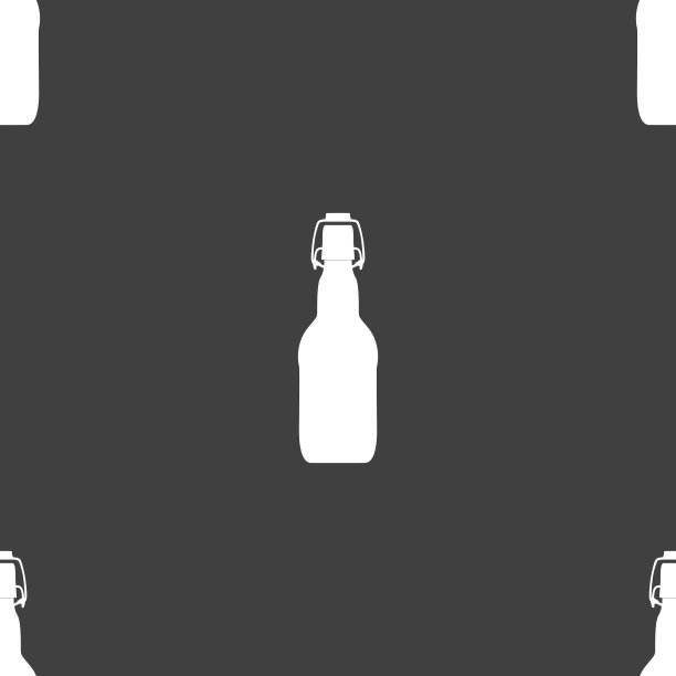 瓶图标符号。灰色背景上的无缝模式。向量图片下载