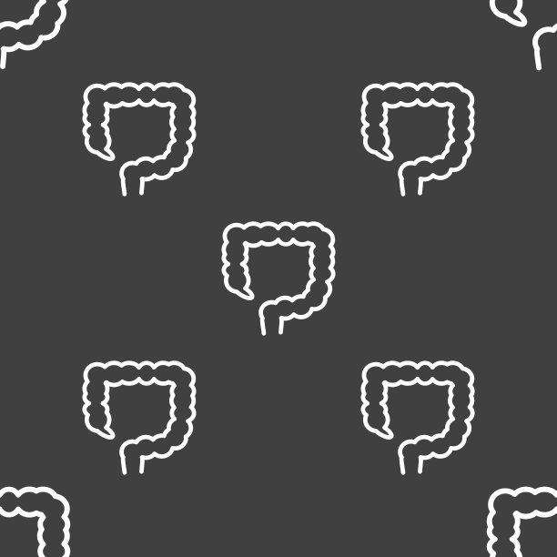 大肠的迹象。灰色背景上的无缝模式。向量图片下载