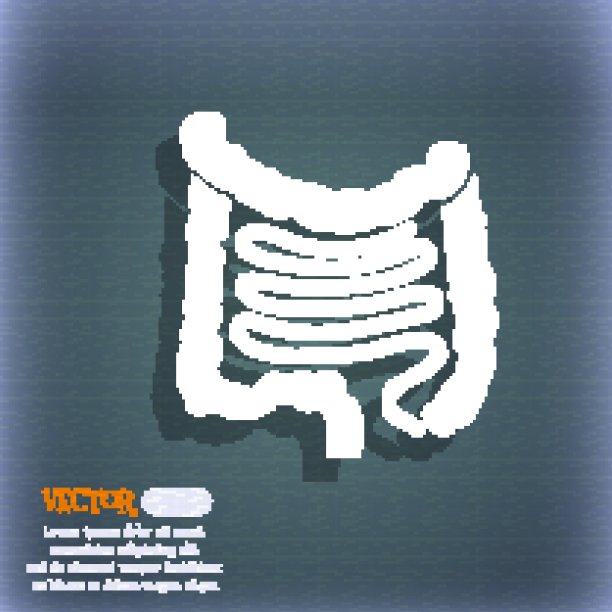 肠道图标。在蓝绿色的抽象背景与阴影和空间为您的文本。向量图片下载