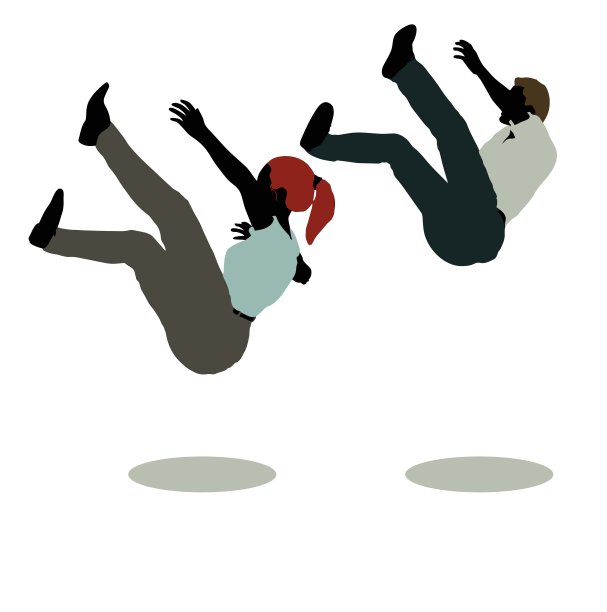 男人和女人的剪影在静止姿势下降图片下载