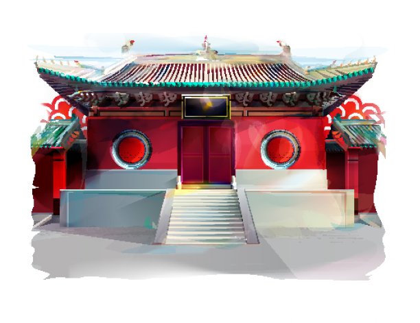 中国的寺庙。水彩插图图片下载