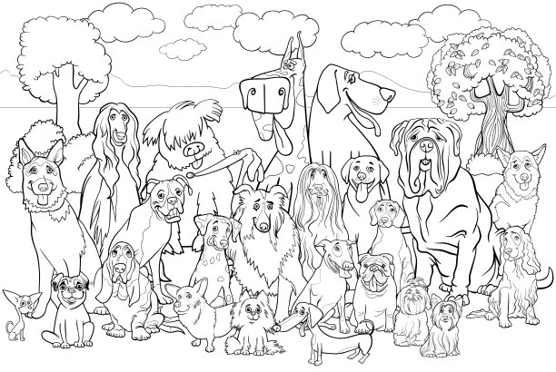 纯种犬涂色书图片下载