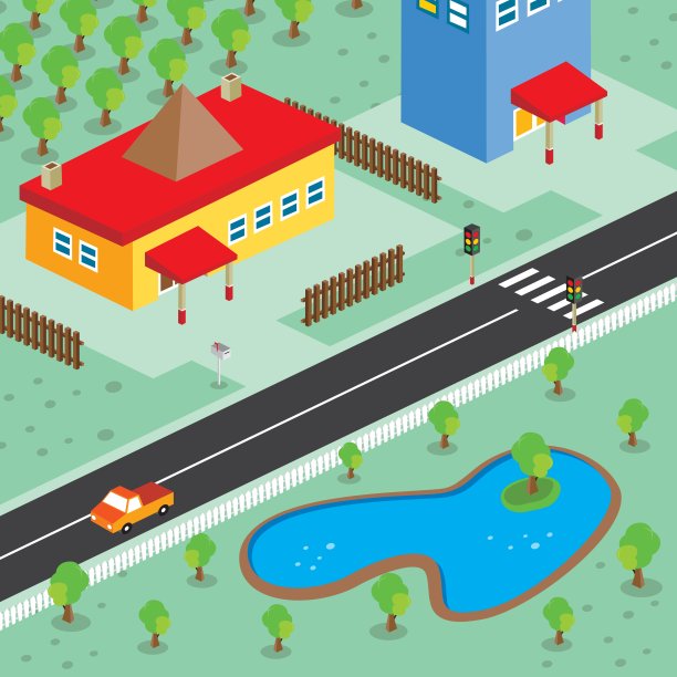 等距住宅观卡通主题图片下载