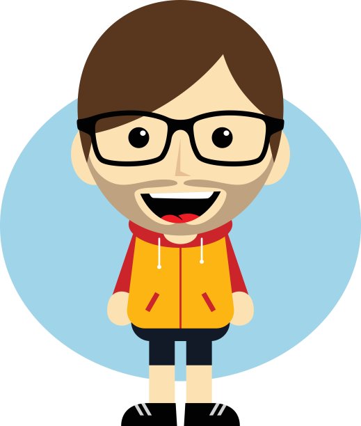 极客卡通呆子角色图片下载