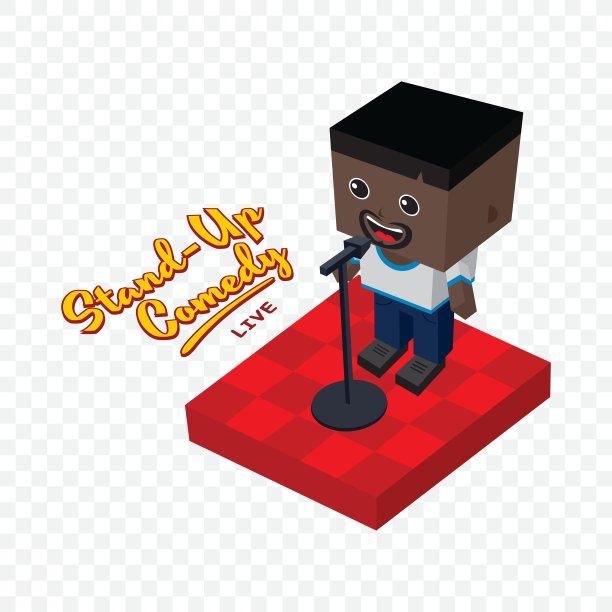 起立喜剧等距块卡通图片下载