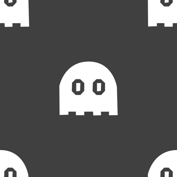 鬼图标符号。灰色背景上的无缝模式。向量图片下载
