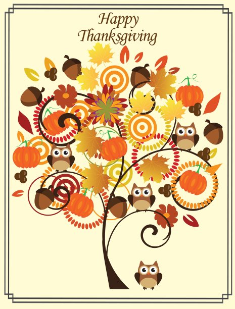 矢量感恩节树图片下载