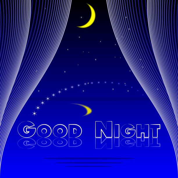 晚安卧室背景矢量插图图片下载