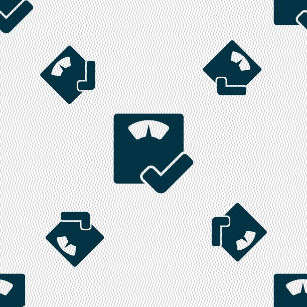 浴室秤图标标志。无缝图案与几何纹理。向量图片下载