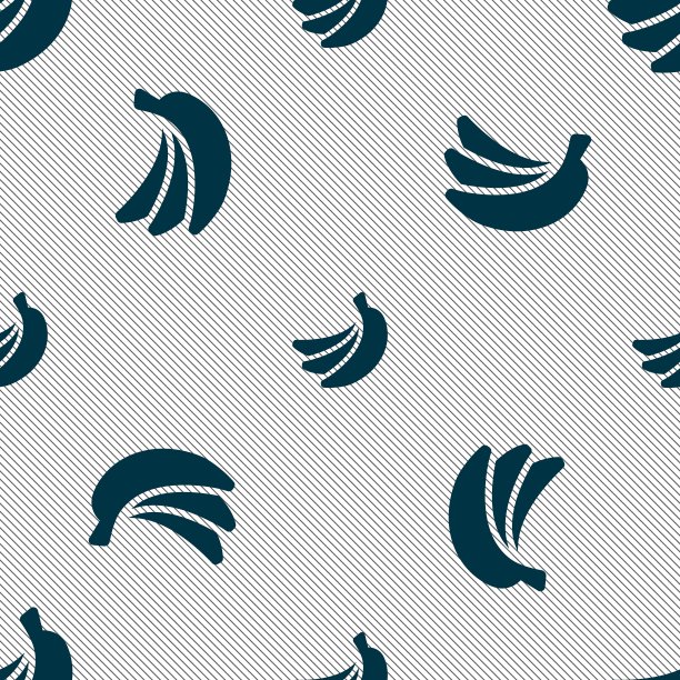 香蕉图标符号。无缝图案与几何纹理。向量图片下载