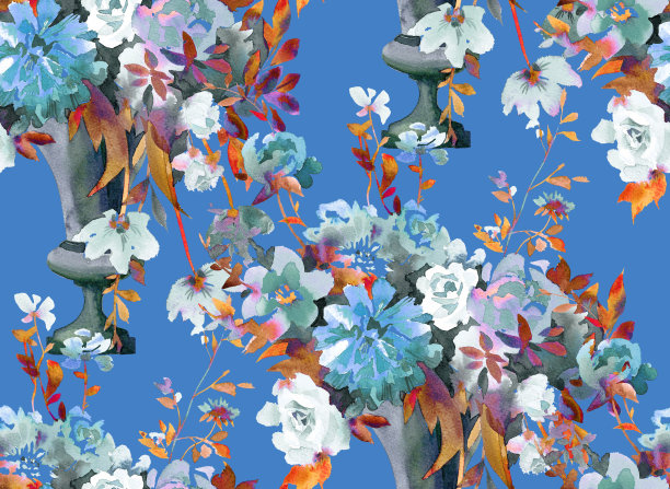 水彩植物无缝图案图片下载