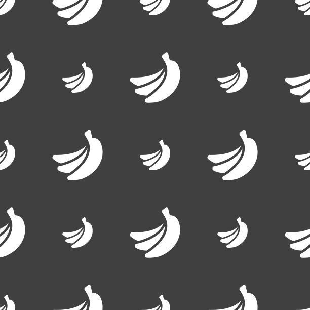 香蕉图标符号。灰色背景上的无缝模式。向量图片下载