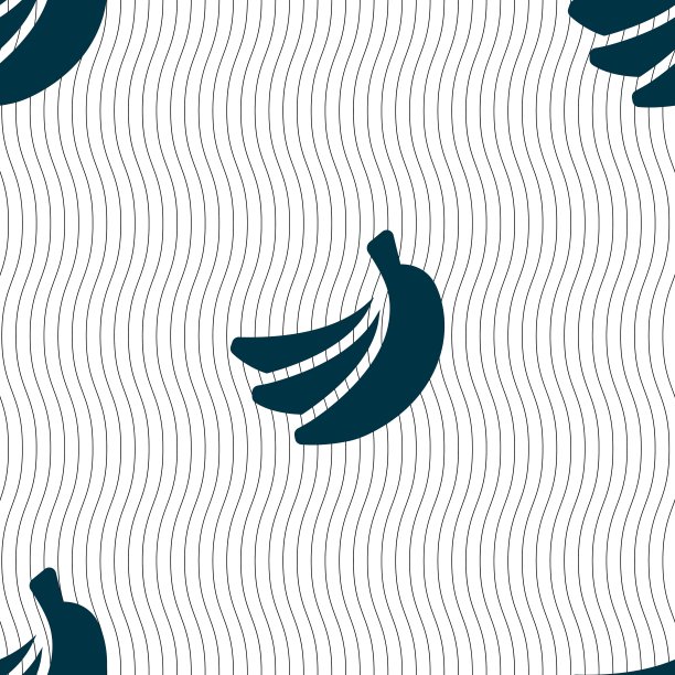 香蕉图标符号。无缝图案与几何纹理。向量图片下载
