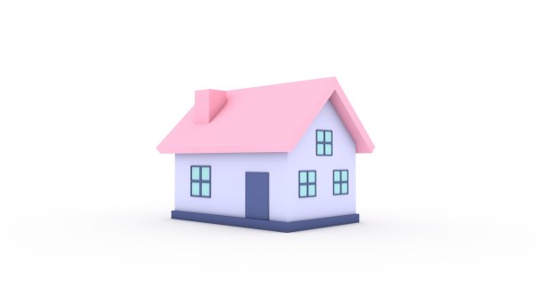 彩色的房子3D模型孤立在白色背景上图片下载