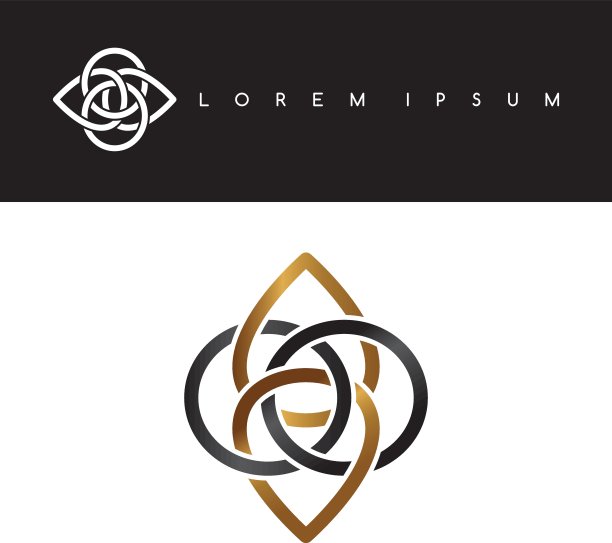 花卉金黑色抽象花卉概念标志标识类型图片下载