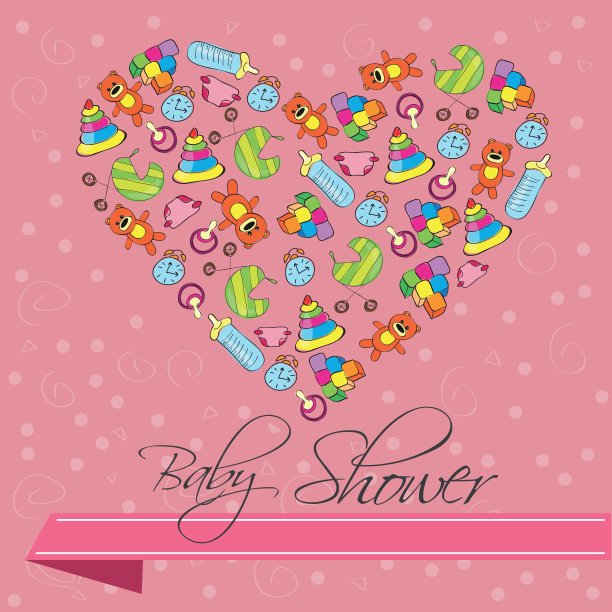 婴儿送礼邀请卡在向量图片下载