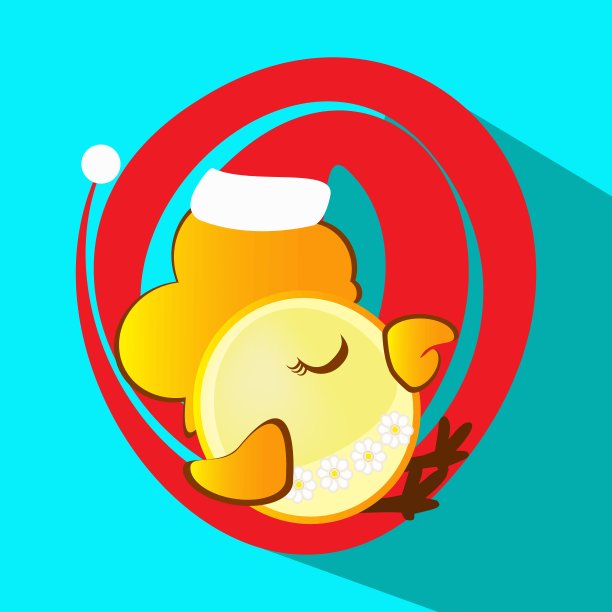 图标图片是一只戴着红帽子睡觉的公鸡，新年和圣诞节的象征公鸡鸡花设计，媒体，t恤。矢量插图。图片下载