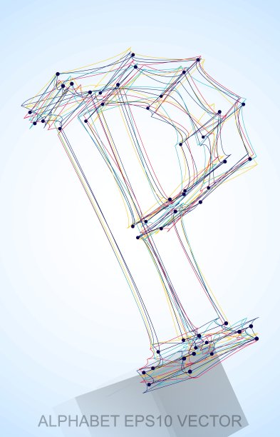 矢量插图的多色手绘P.手绘制3D P。图片下载