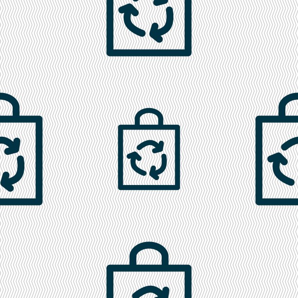 购物袋图标标志。无缝图案与几何纹理。向量图片下载