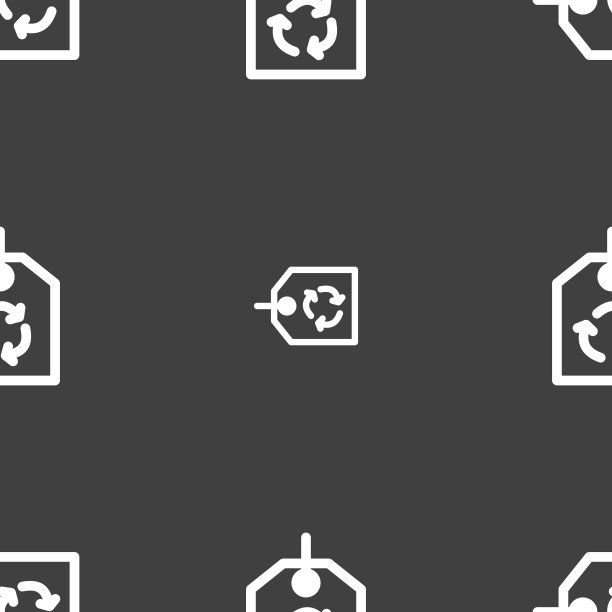 回收标志符号。灰色背景上的无缝模式。向量图片下载