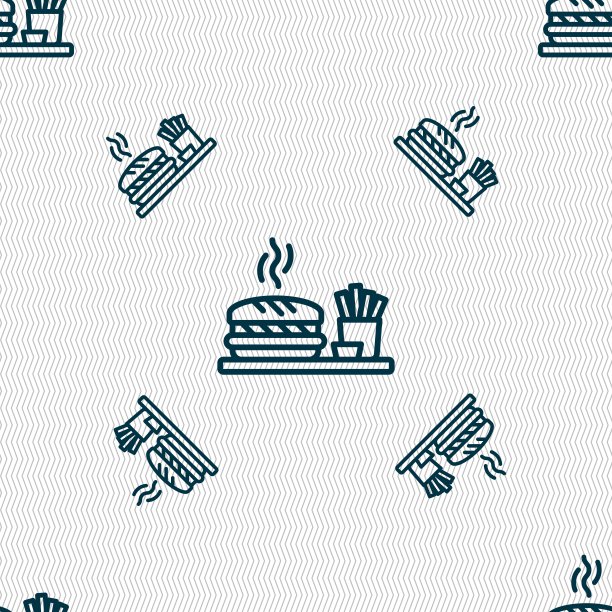 汉堡的迹象。无缝图案与几何纹理。向量图片下载