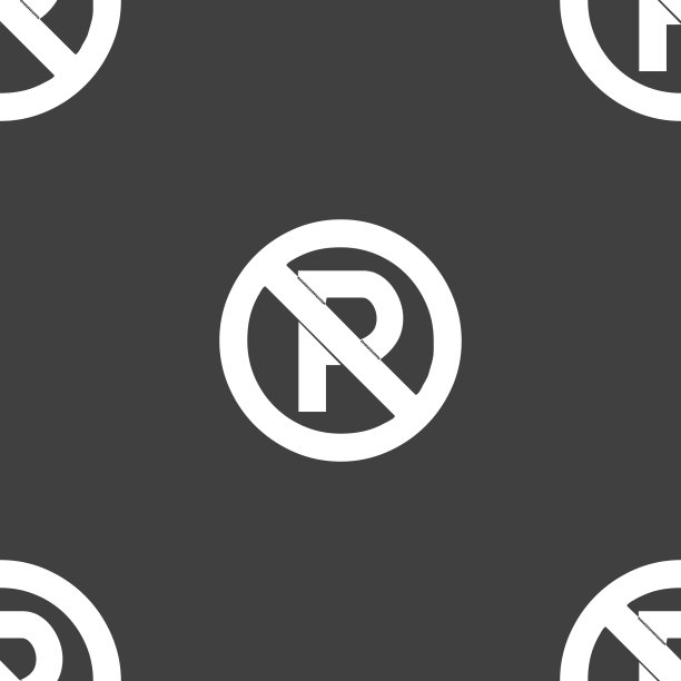 禁止停车标志。灰色背景上的无缝模式。向量图片下载