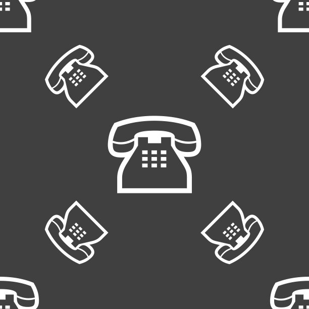 复古手机图标标志。灰色背景上的无缝模式。向量图片下载