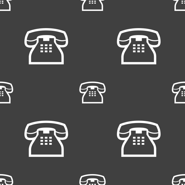 复古手机图标标志。灰色背景上的无缝模式。向量图片下载