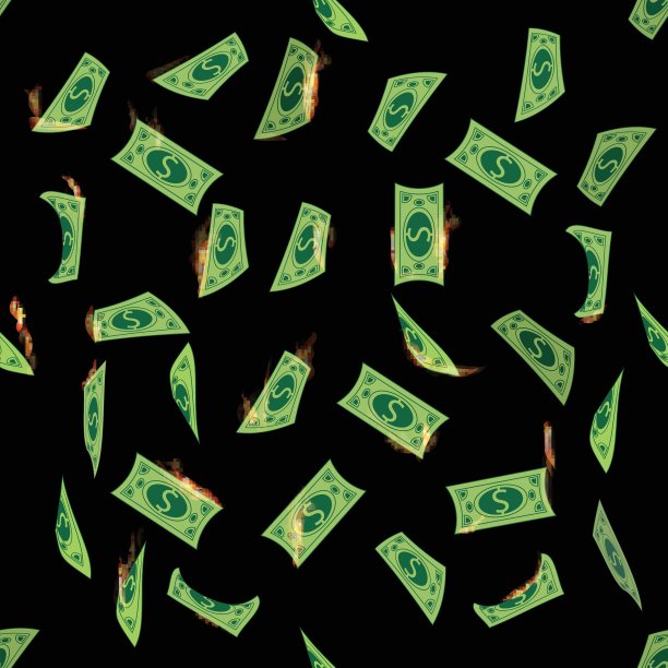 美元。钱飞进火里。无缝模式图片下载