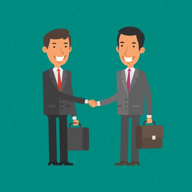 两个商人微笑着握手图片下载