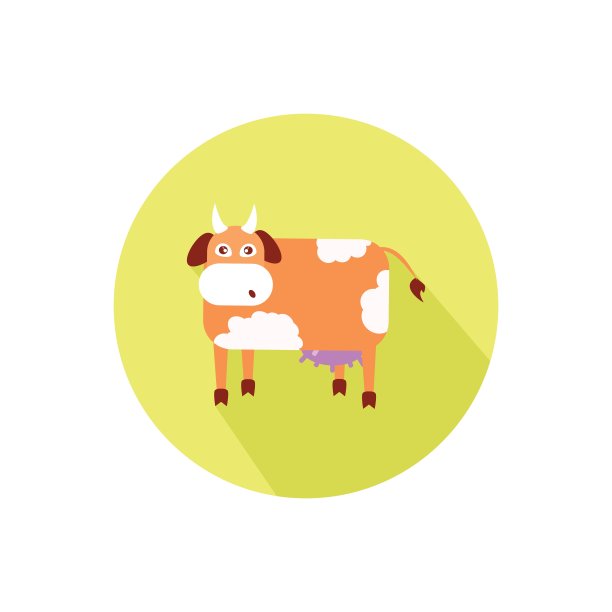 牛。白底上一个明亮的圆圈图片下载