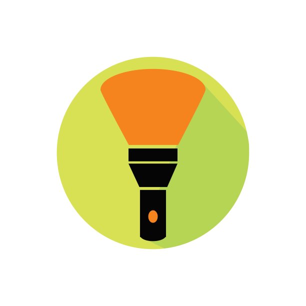 手电筒。在一个白色的明亮的圆圈图片下载