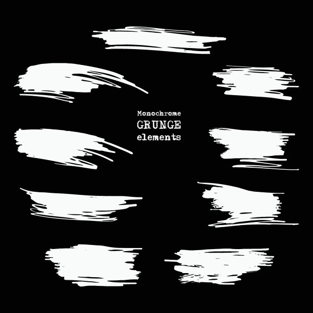 黑色画笔笔触的向量集。图片下载