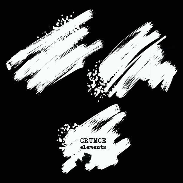 黑色画笔笔触的向量集。图片下载