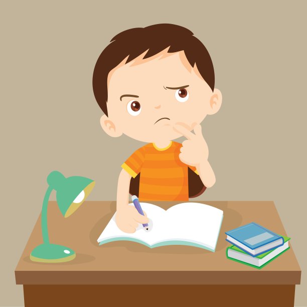 可爱的男孩想做作业图片下载