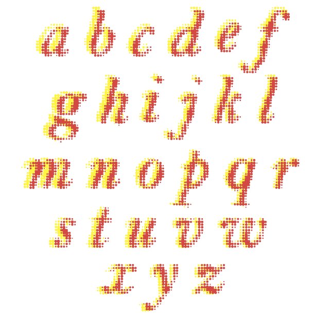 一组半色调字母孤立图片下载