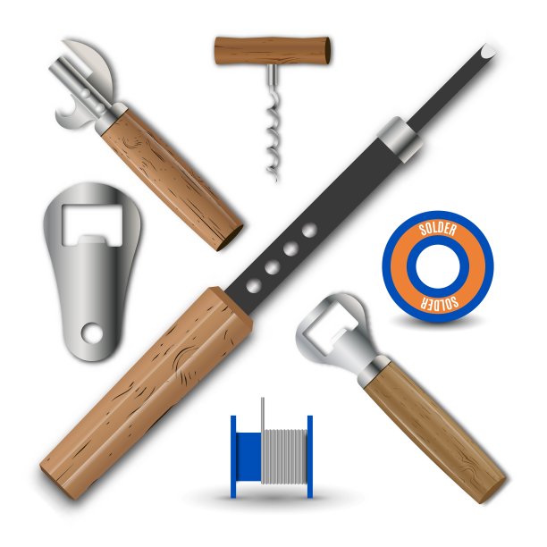 设置现实的复古项目，矢量插图。图片下载